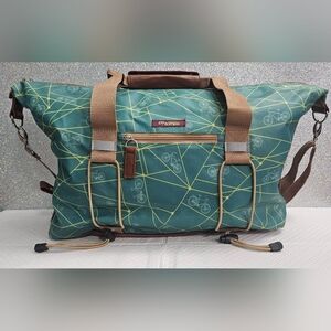 NWOT - Po Campo Messenger Bag, Pannier, Teal Bicycle Print Bike Duffle Bag